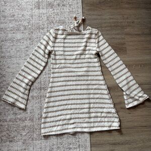H&M Cream and Brown Striped Mini Dress